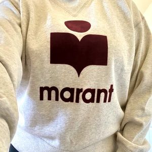 Isabel Marant Etoile Sweatshirt Écru with Burgundy flock -FR 40 US 8